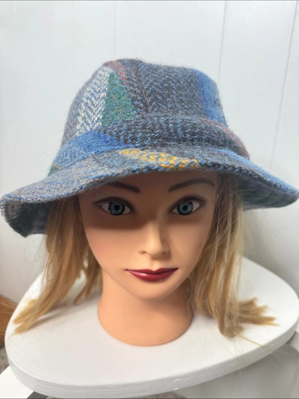 Vintage wool hat plaid women’s - Picture 2 of 7